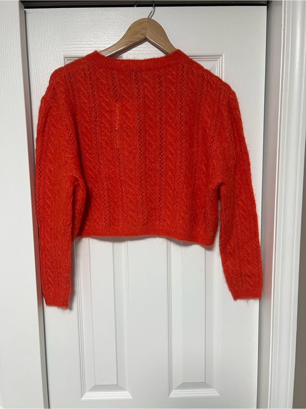 NWT Zara Red Alpaca Wool Blend Crop Cardigan Rhinestone Buttons Sz M - Picture 6 of 8